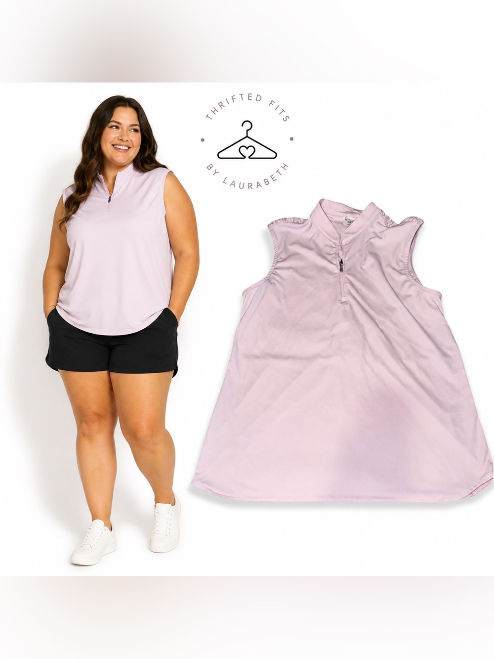 Greg Norman Collection Light Pink Sleeveless Zip Golf Top